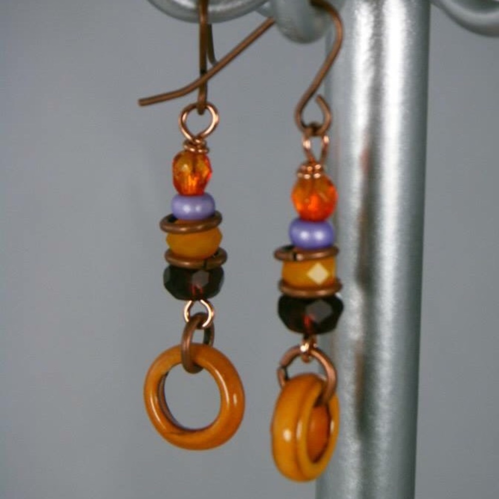 Handmade Czech Glass & Enamel Earrings